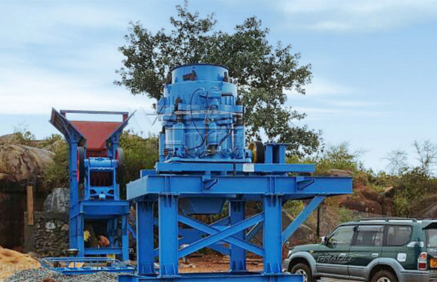 吊裝完畢的液壓圓錐破碎機 吊裝完畢的液壓圓錐破碎機